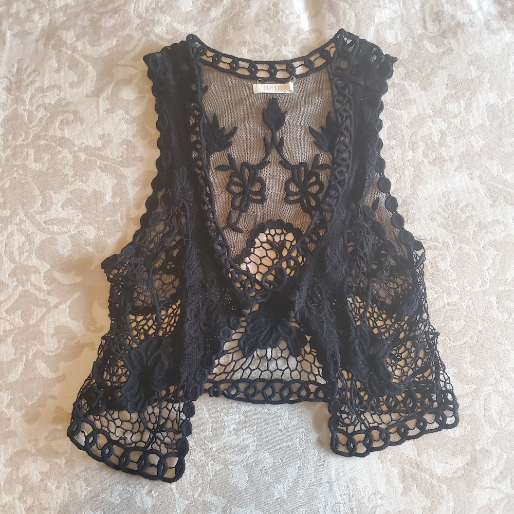 TULLE brand crochet vest